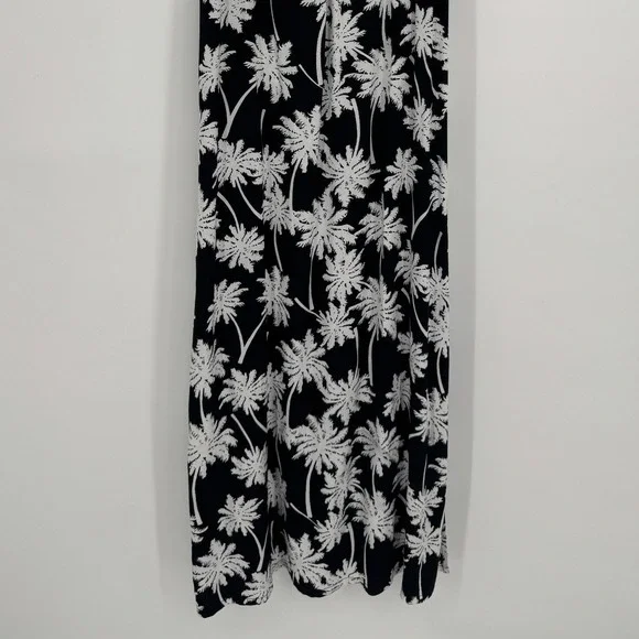 Kenny Flowers Moon Shine Maxi Dress Medium Black Palm Tree Tropical Resort NWT - Picture 5 of 11